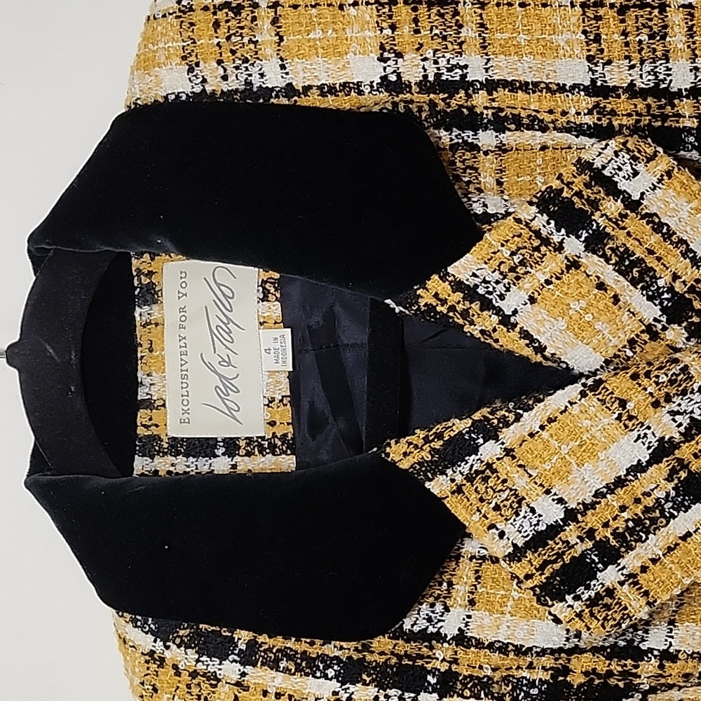Lord & Taylor Vintage Plaid Double-Breasted  Tweed Blazer Jacket Size 4 - Picture 6 of 16